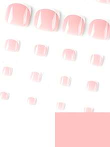 24pcs/Pack Simple French Tip Adhesive False Nail, Short Size, Premium Nail Sticker