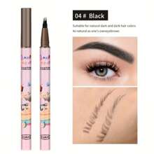 4 Colors Waterproof 4-Prong Eyebrow Pencils, Smudge-Proof, Sweat-Resistant, Long-Lasting, Dark Brown, Ash Brown, Black, Light Brown Liquid Eyebrow Pencils