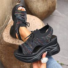 2025 Neue Sommer Mode Sport Keilsandalen für Frauen, Dicke Sohlen High Heels, Stylisch & Verschlankend - Schwarz - Übersicht 6