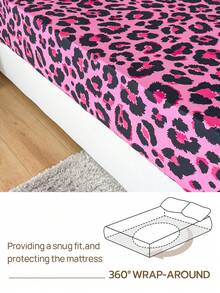 Bộ ga trải giường 4 món 100% Polyester họa tiết da báo hồng (2 vỏ gối + 1 ga trải giường + 1 ga bọc nệm) - Nhiều màu - Xem 7