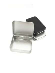 1PC, Metal Tinplate Cigarette Box, Portable Small Size Cigarette Box, Available In Black/Silver Colors, Waterproof Cigarette Box, Smoking Accessories, Cigarette Storage Box - Black/White - View 8