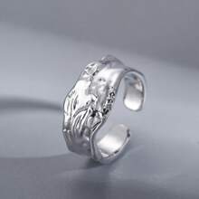 1 Stück asymmetrisch designter Zirkonia Offener Ring für Damen, exquisit einfacher minimalistischer Fingerring