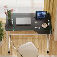 Scrivania per computer, in legno e metallo, per ufficio, portante, con slot per schede e funzione pieghevole, 90x56x75cm - nero - Visualizzare 2
