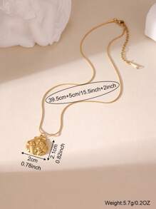 GEREIT 1pc Fashionable 18K Stainless Steel Sun, Starfish & Seashell Pendant Necklace, Suitable For Women's Daily Wear
