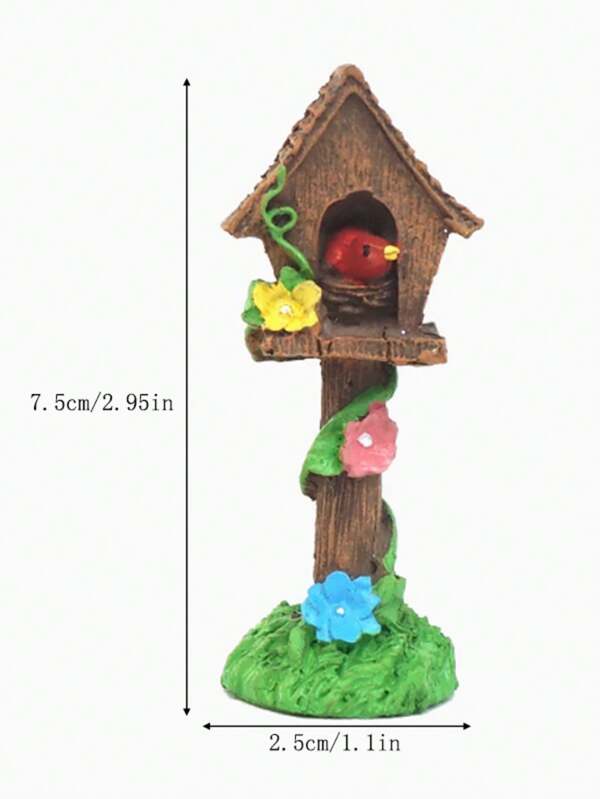 1pc Tree Stump Bird House, Resin Material, Miniature Owl House, Suitable For Fairy Tale Themed Bonsai And Garden, Desktop Decor, Peaceful Desktop Ornament