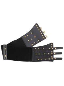 1 Stück Damen Schwarzer Punk Elastischer Taillengürtel, Gothic Stil Breiter Taillenformer, geeignet für den täglichen Gebrauch als Damenkorsettgürtel für Kleider, Taillentrainer zur Taillenformung und Bauchkontrolle