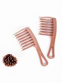 1pc Double Row Wide Tooth Comb For Women And Girls, Large Hair Comb For Long, Curly And Styling Hair, Prevent Static - Multicolor - View 3