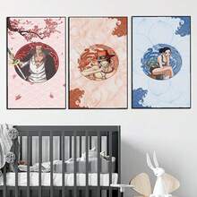 ONE PIECE 1/3/6 件套流行帆布墙面艺术海贼王 - ZORO、妮可罗宾、LAW、ACE、SHANKS 装饰卧室现代家居印刷图片艺术品海报（无框）