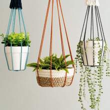 1 szt. wieszak na rośliny makrama, wisząca dekoracja w stylu boho do roślin pnących, ręcznie robiony kolorowy frędzel doniczka do kwiatów wiszący na sznurku wewnątrz - roślina i doniczka nie są dołączone