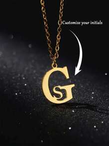 Personalized English Letter Pendant Necklace, Stainless Steel Chain, Custom Initial Necklace, Women's Simple Handmade Birthday/Christmas/Valentine's Day Gift