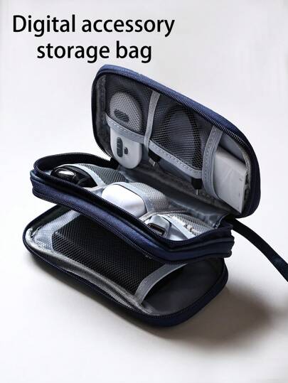 1 Pieza Organizador de accesorios digitales, Paquete de almacenamiento multicapa para power bank, discos duros, unidades USB, auriculares y cables, Estuche de transporte portátil