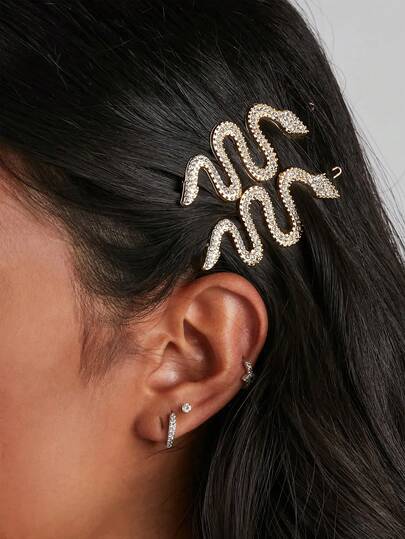 2pcs Snake Rhinestone Hair Clips, Versatile Goth Minimalist Edgy Bangs Clips For Women Hair Accessories, For Women, Fall, Travel, Hair Tools, Accessories Women, Hair Stuff,Fall,Hair,Hair Accessories,Hair Accessories For Women,Travel,Hair Accessories,Accessories Women,Hair Accessory,Hair Accessories Women,Hair Tools,Hair Stuff,Stuff,Beauty Accessories