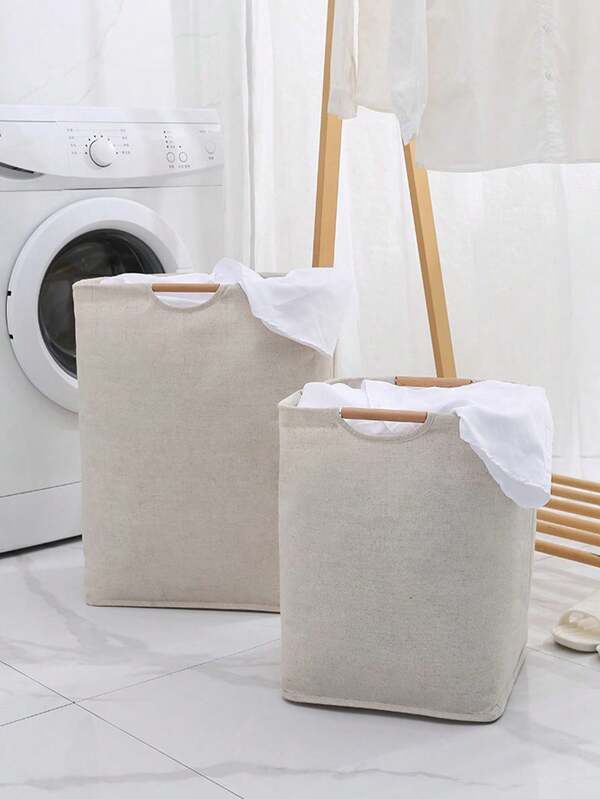 1pc Laundry Basket, Foldable Handheld Fabric Laundry Hamper, Home Bedroom Bathroom Waterproof Storage Basket
