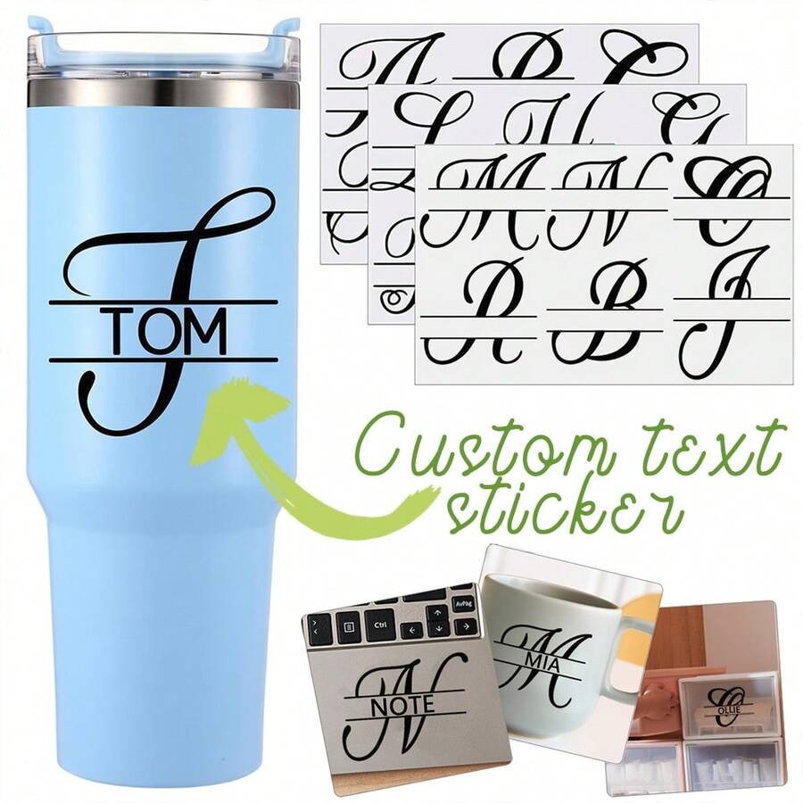 1PC/3PCS Custom Diecut Uv Dtf Sticker, Custom Text Uv Dtf Sticker, Permanent Transparent Sticker, Customizable Uv Dtf Labels, Create Your Own Sticker,Used For Wedding Festivals And Daily Gifts(Only Transfer Stickers Without Any Cups Or Other Objects)Handwritten Vinyl Lettering – Custom Glass Decals & Name Stickers For Party Decor - Multicolor - View 1
