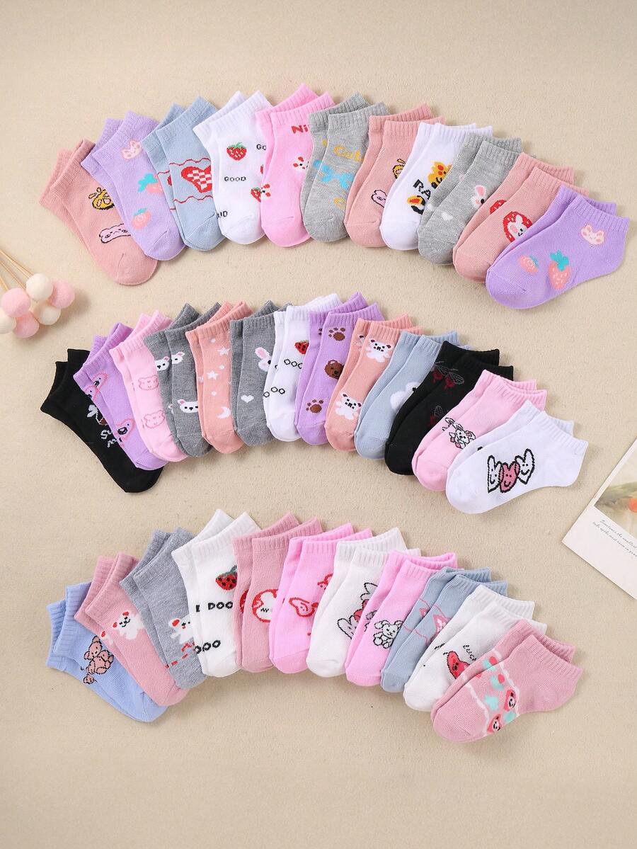 10 pares de calcetines para niños con patrones de animales de colores aleatorios, versátiles y cómodos, transpirables y suaves, adecuados para niños de 1 a 14 años, niñas adolescentes