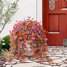 2pcs UV Resistant Daisy Hanging Flowers, Realistic Daisy Silk Flowers Fake Plants Front Porch Patio Planter Hanging Basket Spring Summer Fall Fake Flowers, Realistic Artificial Flower Decoration For Indoor And Outdoor, Perfect For Porch, Window, Patio, Easy To Maintain - Multicolor - View 6