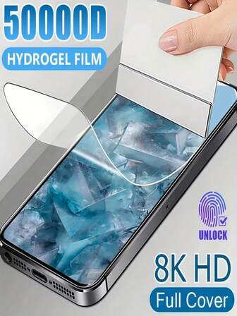 4 st skärmskydd kompatibelt med Pixel 9 Pro XL 8 7 Pro 6 5 5a 6a 7a 8a, flexibel TPU hydrogelfilm, heltäckande kantskydd, reptålig, känslig beröring och fingeravtryckslåsning, present till födelsedag, familj, vänner, telefonskärmskydd, telefontillbehör