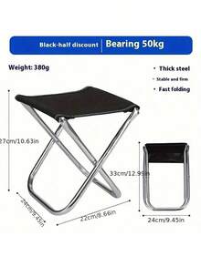 1pc Portable Folding Chair Outdoor Fishing Stool Camping Chair Compact Seat Mini Stool For Picnic, Hiking, Subway, Traveling, Random Color - Multicolor - View 7