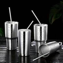 12pcs Vibrant Rainbow Stainless Steel Straw Set With Cleaning Brush - Reusable, Easy Clean Metal Straws For 20/30oz Glasses/Smoothies/Bubble Tea/Coffee Shop/Bar/Party, Valentine's Day Gift (Silver/Color),School Supplies