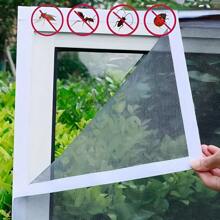 1 pieza Cortina anti-mosquitos de verano, con enganche y lazo autoadhesivo, mosquitera de ventana sin taladrar de borde completo, cortina de malla para ventilación y visibilidad, red invisible para puertas y ventanas adecuada para todas las ventanas, fácil instalación y remoción, lavable