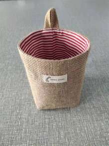1pc Linen Storage Hanging Bag, Wall Mounted Door Back Organizer Pouch For Bathroom, Desktop, Clutter,Basket,Gift Basket,Basket For Gifts,Wall Basket,Mini Velvet Basket,Storage And Organizer Bins,Makeup Basket,Living Room,Room Basket,Rope Plant Hangers, Wood Rattan Geometric Baskets, NaturalMix Metal Frame Accents For Coastal Garden Decor