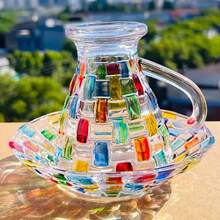 4pcs Stained Glass Small Coffee Mug Rainbow Light Square Coffee Mug With Saucer - màu sắc - Xem 3