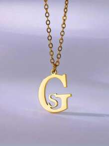 Personalized English Letter Pendant Necklace, Stainless Steel Chain, Custom Initial Necklace, Women's Simple Handmade Birthday/Christmas/Valentine's Day Gift