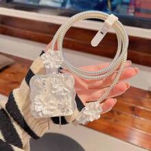 5 件套钢珠蝴蝶结/蝴蝶/花朵/心形线缆保护器，18-20W 兼容 苹果充电器手机数据线防摔保护壳 - 銀色 - 查看 8