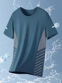 Leichtes, atmungsaktives Herren T-Shirt aus Eisseide, lässig und vielseitig mit kurzen Ärmeln, bequem für Sport und Outdoor, Sommer