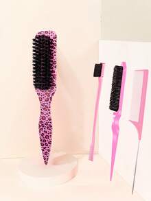 4件套男士油发胡须刷，长柄胡须清洁刷，油梳和发刷，纯色，直发梳，男士胡须造型梳，豹纹梳，豹纹发刷，用于塑造和雕刻面部毛发，刷子，解结梳，球形梳，迷你发刷套装，木梳，发刷，美发工具，发型，美发，发刷，发刷套装，梳子，卷发梳，解结梳，女士发刷，理发师配件，理发店，美发工具 - 彩色 - 查看 9