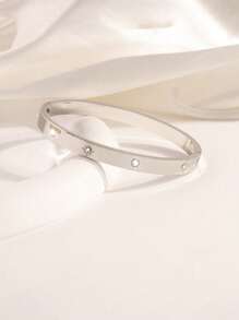 1 Piece 18K Gold-Plated Stainless Steel Bracelet, Unisex Adjustable Bracelet, Waterproof Jewelry Gift For Daily Wear, Party, Music Festival, Party Accessories, Delicate Style, Crystal Embellishment
