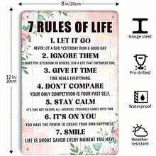 1PC 7 Rules Of Life Wall Art, Motivational Quote Poster, Let It Go, Stay Calm And Smile, Perfect For Office, Gym Or Study Room Decor, 8x12 Inches / 20x30 Cm, Ideal For Personal Growth, Inspirational And Uplifting Design - 8x12 inch/20x30cm-1 cái - Xem 3