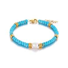 1pc Fashion Minimalist Versatile Stainless Steel & Natural Stone Bracelet, Multi-Color Options Suitable For Women Daily Wear
