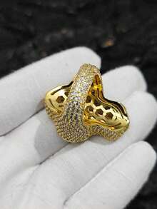 1pc Men's Hip Hop Style Cubic Zirconia Inlaid Triangle & Rectangular Shaped Pendant Necklace, Genuine Silver Plated - Silver - View 8