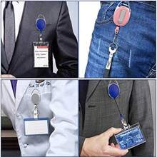 3pcs Set Badge Clips With Retractable Reel Recoil Key Ring Holder Keychain Lanyard For ID Badge, Keys,School Supplies,Back To School - Multicolor - View 7