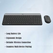 Logitech MK470 Funk-Tastatur und Maus Set, leises Klick Design, Multi-Geräte Smart Switch, lange Batterie Laufzeit, Business Flaggschiff, Schwarz