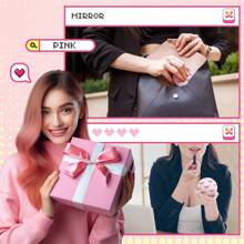 1/3/5/10Pcs Pink Bow Compact Mirror Bulk 2.76 Inch Portable Round Pocket Makeup Travel Mirror Aesthetic Preppy Gift For Women Mom Shower Bridal Bachelorette Party Decoration Home Decor Back To School Room Decor School Supplies