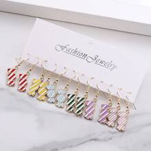 6 Pairs Cute Mini Food & Candy Charm Hoop Earrings, Holiday Gift, Party Favor For Women And Girls