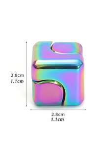 1 件魔方魔术骰子金属可旋转拼图立方体，彩虹旋转和学习减压桌面玩具，适合特殊需要、多动症、万圣节、圣诞节礼物 - 彩色 - 查看 3