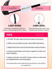 RITALASH 280pcs D Curl Christmas Gift Cluster Lash Kit DIY Eyelash Extensions Long Individual Lashes Mixed Tray Lash Clusters Extensions DIY Cluster Lash At Home With Bond And Seal Applicator Cluster Lash Remover And Lash Brush - Black - View 6