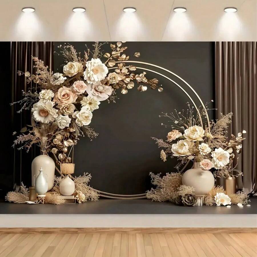 Multi Style Arched Wedding Flower Background, Decoration With 1 Piece Of Floral Green Ivy Wall Design, Outdoor Ceremony Green Grass Background, Party Flag, Wedding Banner, Wedding Decoration Party Gift Home Decors Tapestry Room Decor - Multicolor 3 - View 1