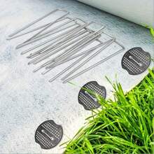 Clavos en forma de U de 7.87 pulgadas de largo, clavos para césped, clavos para exteriores, clavos para tela de jardín, clavos de acero galvanizado, clavos protectores para el suelo para fijar telas, barreras, carpas de jardín, etc.