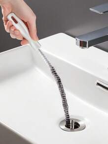 1 pieza Cepillo flexible para limpiar tuberías de drenaje, apto para fregaderos de baño y cocina, herramienta manual para eliminar obstrucciones, artículos de limpieza de plomería para el hogar.
