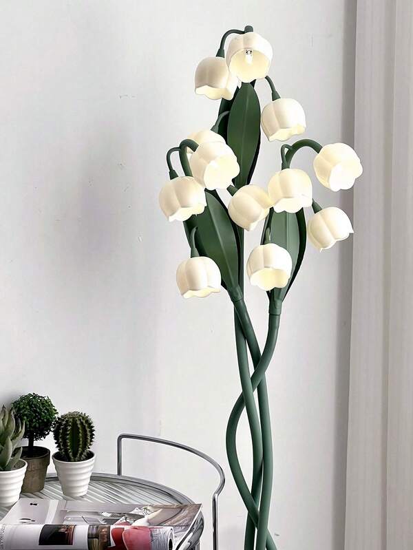 1pc 12-Head Acrylic Lampshade With Iron Base, Rotatable & Manually DIY Shaped LED Lamp With 3 Lighting Colors, On/Off Foot Switch, Retro Pastoral Floor Lamp