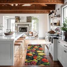 1 PC - Kitchen Rug Cute Rooster Kitchen Mat, Funny Boho Cactus Kitchen Rugs  Non Skid Washable, Cute Cactus Succulent Kitchen Decor Accessories Housewarming Gifts - 31" X 20",16" X 48", 18" X 60" - Fruit Black - View 5