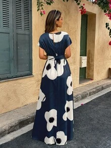 Random Print A-Line Dress For Women