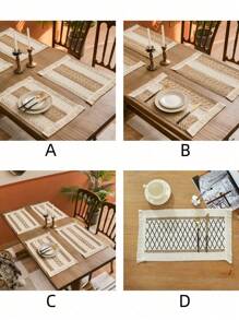 1/4/8 piezas Manteles individuales de lino, manteles individuales rústicos con dobladillo para la mesa de la cocina
