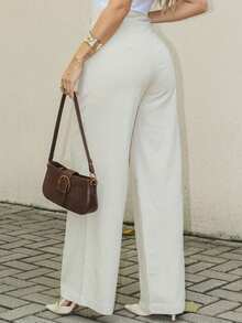 LLANA MODA Women's Wide Leg Linen Trousers With Wrap Waistband And Lining - 米色 - 查看 5