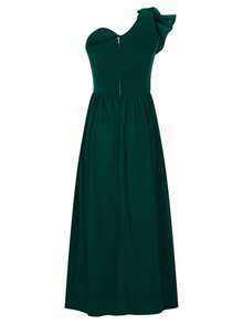 Vestido Con Abertura Elegante Fiestas De Noche Mujer, Vestidos Para Fiestas Elegantes,Vestido De Noche De Fiesta Con Un Hombro Para Mujer,Vestidos De Fiesta,Vestidos Largos Elegantes - Verde - Ver 3