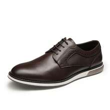 Men's Plain Toe Oxford Shoes Business Formal Derby Dress Sneakers Crossflex GentEdge - 咖啡棕 - 查看 7